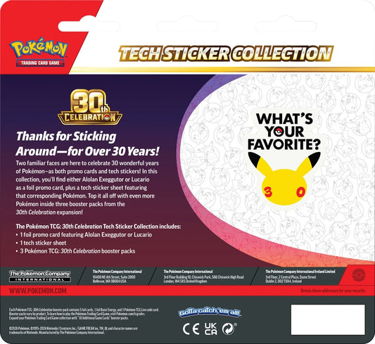 30th Celebration - Tech Sticker Collection Blister: Lucario (3 Boosters)
